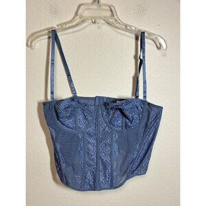 NWT Lace Bustier Corset Lingerie Raxnode Boning Tank Top Blue Size 2XL